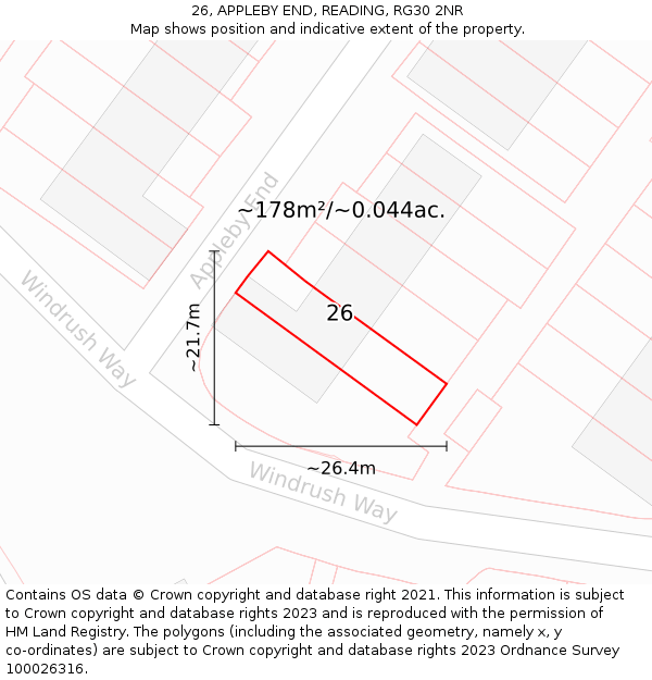 26, APPLEBY END, READING, RG30 2NR: Plot and title map
