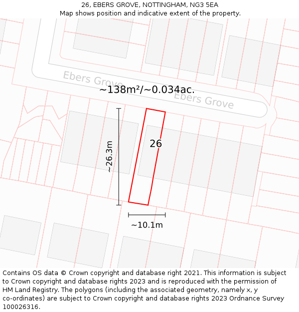 26, EBERS GROVE, NOTTINGHAM, NG3 5EA: Plot and title map