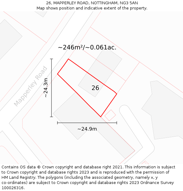 26, MAPPERLEY ROAD, NOTTINGHAM, NG3 5AN: Plot and title map
