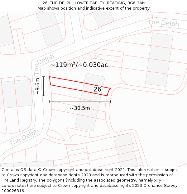 26, THE DELPH, LOWER EARLEY, READING, RG6 3AN: Plot and title map