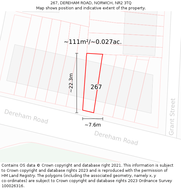 267, DEREHAM ROAD, NORWICH, NR2 3TQ: Plot and title map