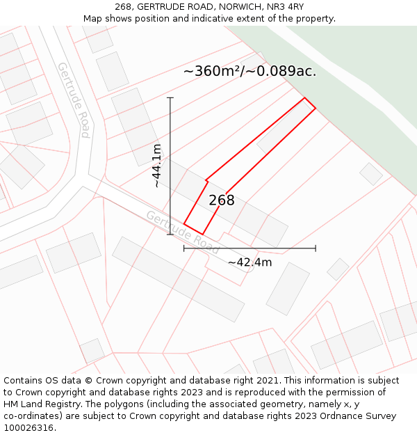268, GERTRUDE ROAD, NORWICH, NR3 4RY: Plot and title map