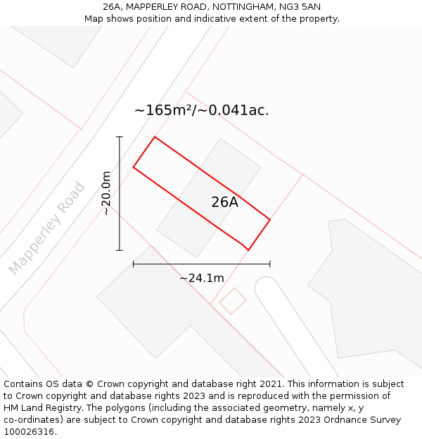 26A, MAPPERLEY ROAD, NOTTINGHAM, NG3 5AN: Plot and title map