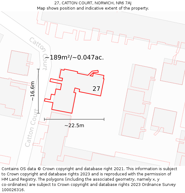 27, CATTON COURT, NORWICH, NR6 7AJ: Plot and title map