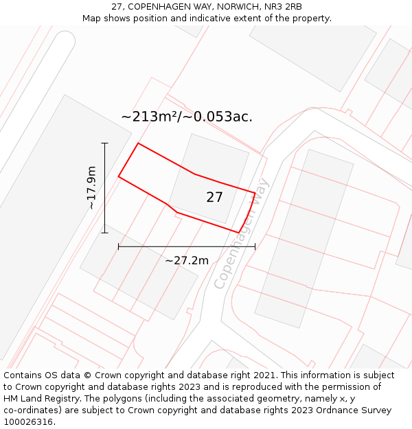 27, COPENHAGEN WAY, NORWICH, NR3 2RB: Plot and title map