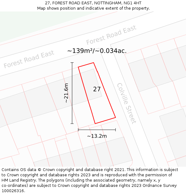 27, FOREST ROAD EAST, NOTTINGHAM, NG1 4HT: Plot and title map