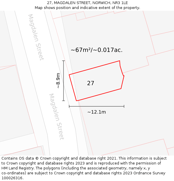 27, MAGDALEN STREET, NORWICH, NR3 1LE: Plot and title map