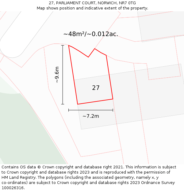 27, PARLIAMENT COURT, NORWICH, NR7 0TG: Plot and title map