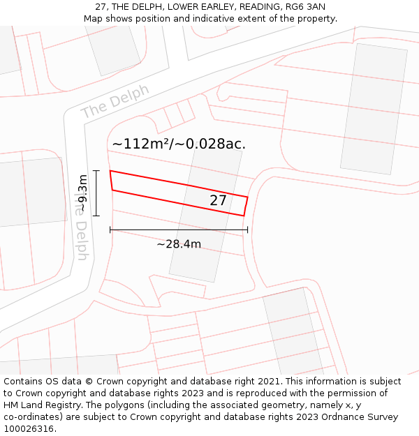 27, THE DELPH, LOWER EARLEY, READING, RG6 3AN: Plot and title map