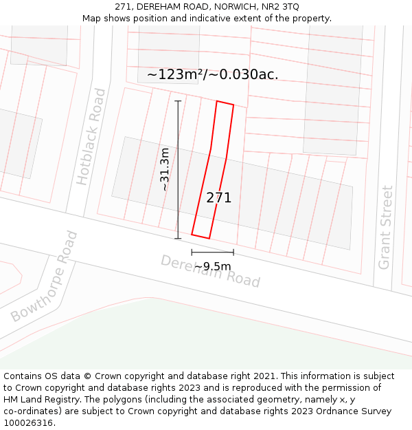 271, DEREHAM ROAD, NORWICH, NR2 3TQ: Plot and title map