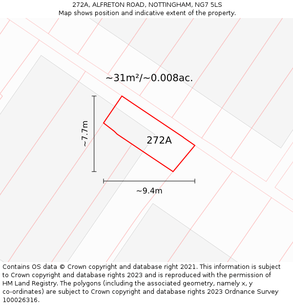 272A, ALFRETON ROAD, NOTTINGHAM, NG7 5LS: Plot and title map