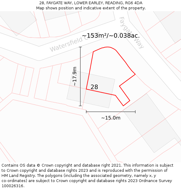 28, FAYGATE WAY, LOWER EARLEY, READING, RG6 4DA: Plot and title map