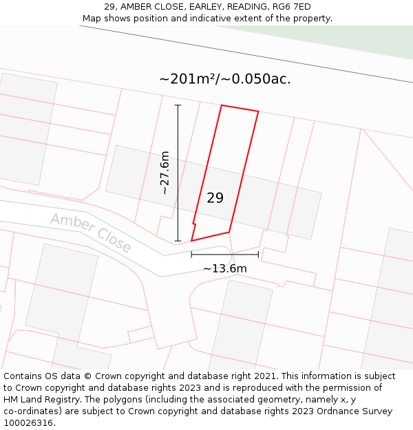 29, AMBER CLOSE, EARLEY, READING, RG6 7ED: Plot and title map