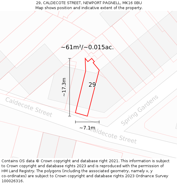 29, CALDECOTE STREET, NEWPORT PAGNELL, MK16 0BU: Plot and title map
