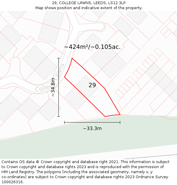 29, COLLEGE LAWNS, LEEDS, LS12 3LP: Plot and title map