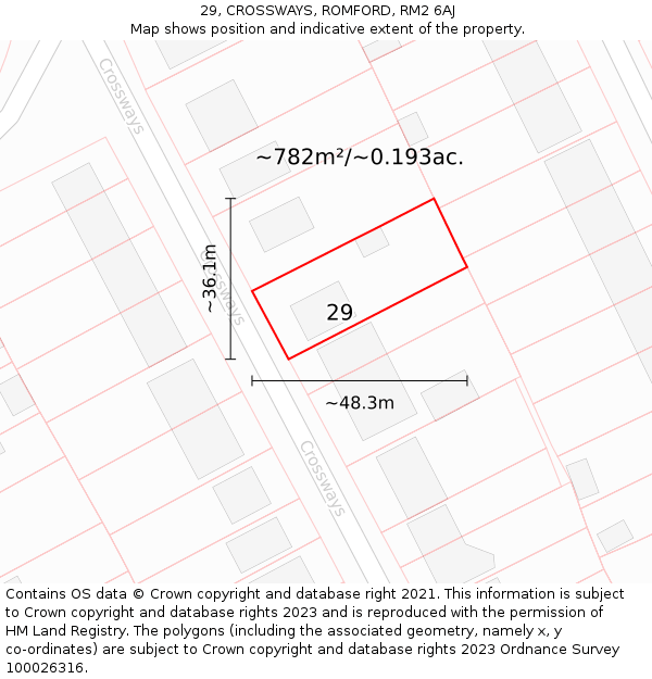 29, CROSSWAYS, ROMFORD, RM2 6AJ: Plot and title map