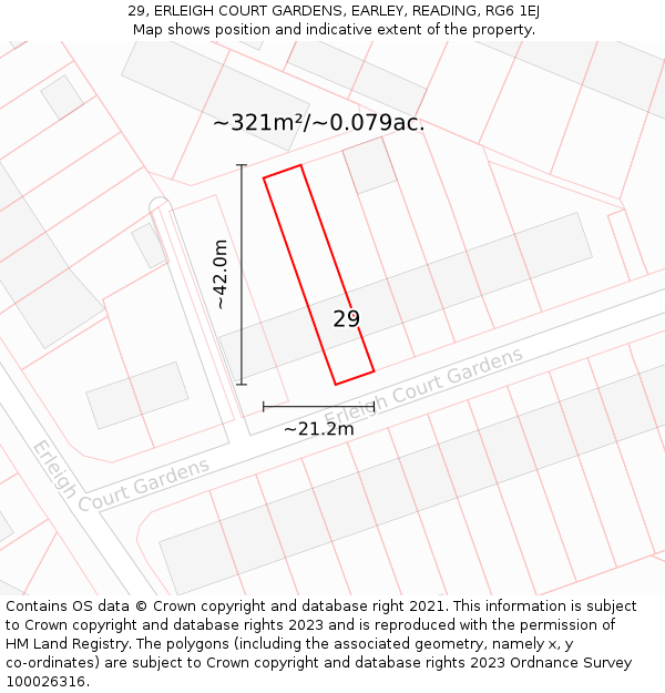29, ERLEIGH COURT GARDENS, EARLEY, READING, RG6 1EJ: Plot and title map