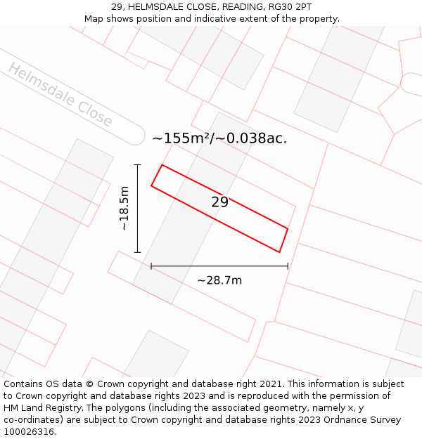 29, HELMSDALE CLOSE, READING, RG30 2PT: Plot and title map