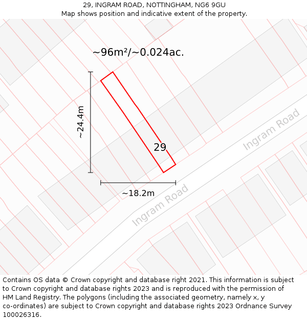 29, INGRAM ROAD, NOTTINGHAM, NG6 9GU: Plot and title map