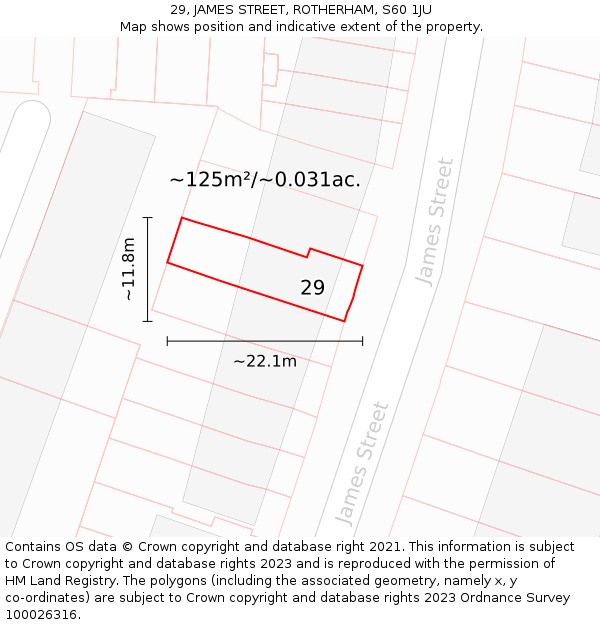 29, JAMES STREET, ROTHERHAM, S60 1JU: Plot and title map