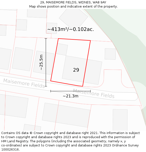 29, MAISEMORE FIELDS, WIDNES, WA8 9AY: Plot and title map