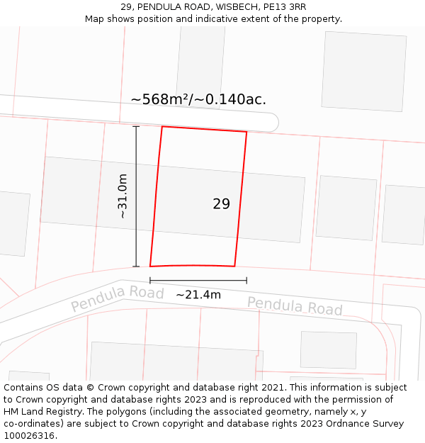 29, PENDULA ROAD, WISBECH, PE13 3RR: Plot and title map
