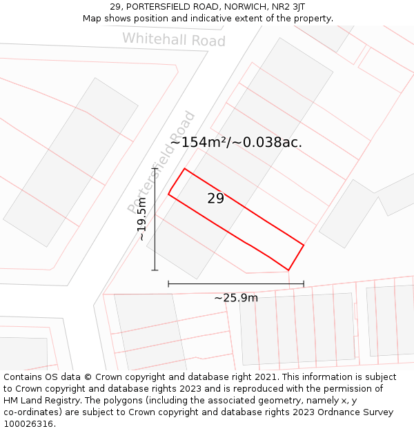 29, PORTERSFIELD ROAD, NORWICH, NR2 3JT: Plot and title map