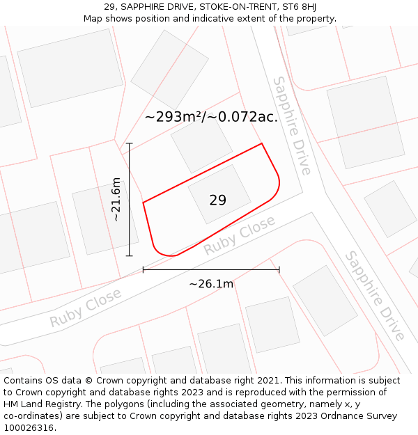 29, SAPPHIRE DRIVE, STOKE-ON-TRENT, ST6 8HJ: Plot and title map