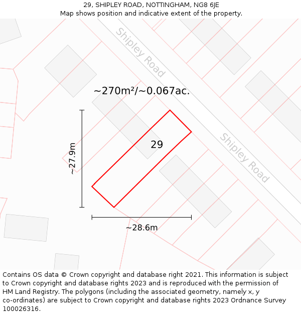 29, SHIPLEY ROAD, NOTTINGHAM, NG8 6JE: Plot and title map