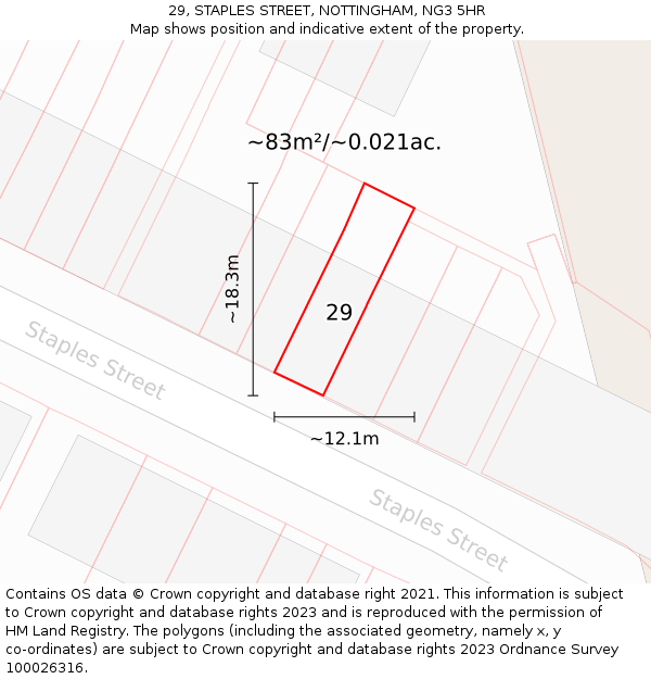 29, STAPLES STREET, NOTTINGHAM, NG3 5HR: Plot and title map