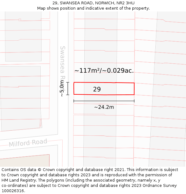 29, SWANSEA ROAD, NORWICH, NR2 3HU: Plot and title map
