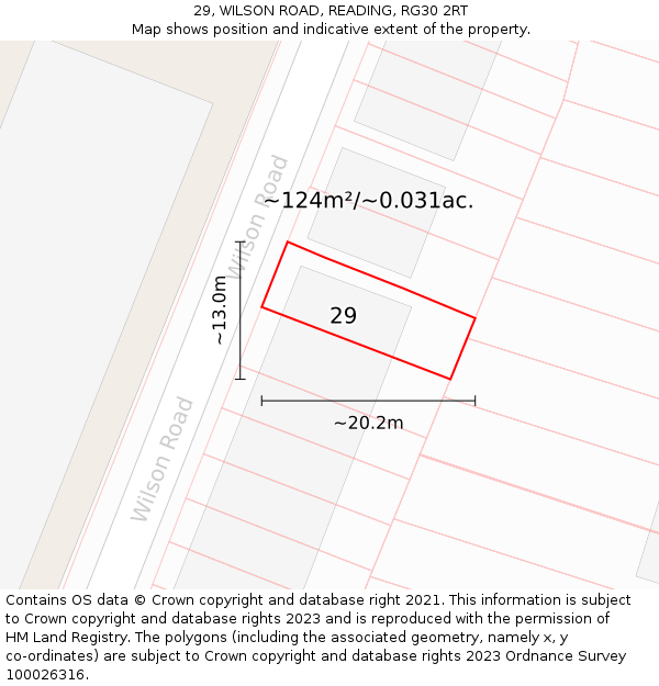 29, WILSON ROAD, READING, RG30 2RT: Plot and title map