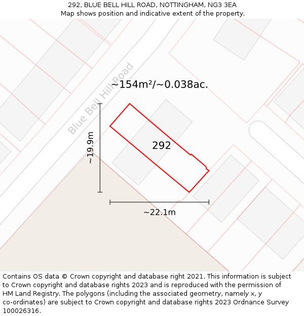 292, BLUE BELL HILL ROAD, NOTTINGHAM, NG3 3EA: Plot and title map