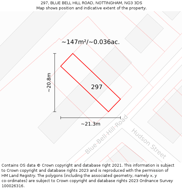 297, BLUE BELL HILL ROAD, NOTTINGHAM, NG3 3DS: Plot and title map