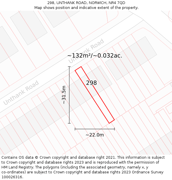 298, UNTHANK ROAD, NORWICH, NR4 7QD: Plot and title map