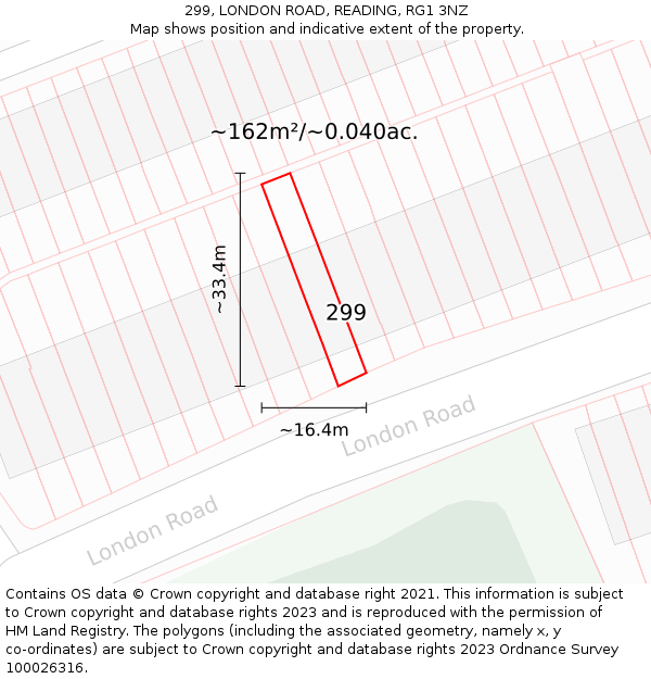 299, LONDON ROAD, READING, RG1 3NZ: Plot and title map