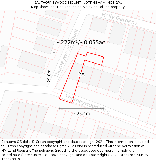 2A, THORNEYWOOD MOUNT, NOTTINGHAM, NG3 2PU: Plot and title map