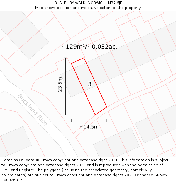 3, ALBURY WALK, NORWICH, NR4 6JE: Plot and title map