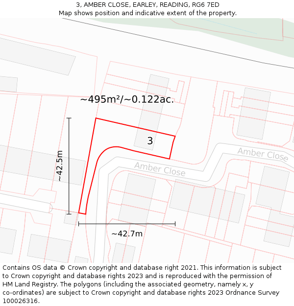 3, AMBER CLOSE, EARLEY, READING, RG6 7ED: Plot and title map