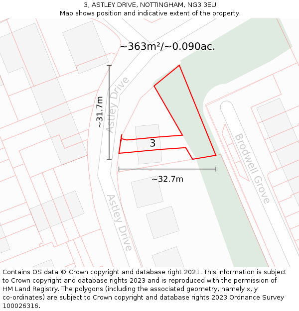 3, ASTLEY DRIVE, NOTTINGHAM, NG3 3EU: Plot and title map