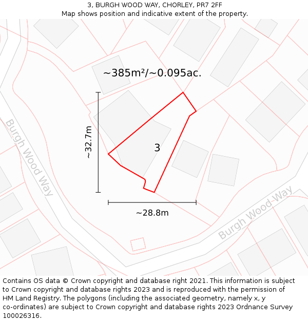3, BURGH WOOD WAY, CHORLEY, PR7 2FF: Plot and title map