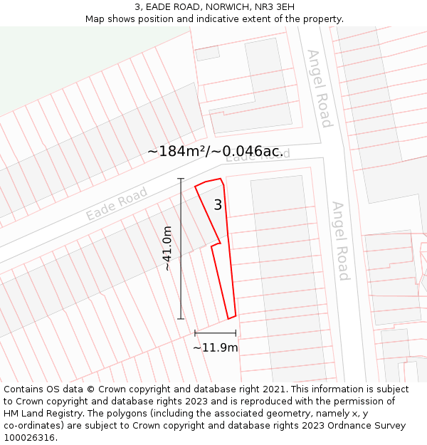 3, EADE ROAD, NORWICH, NR3 3EH: Plot and title map