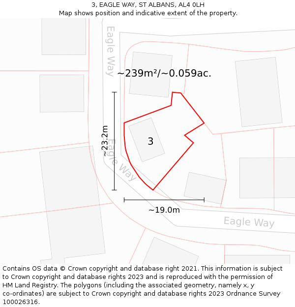 3, EAGLE WAY, ST ALBANS, AL4 0LH: Plot and title map