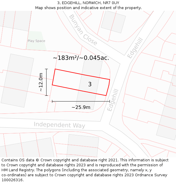 3, EDGEHILL, NORWICH, NR7 0UY: Plot and title map