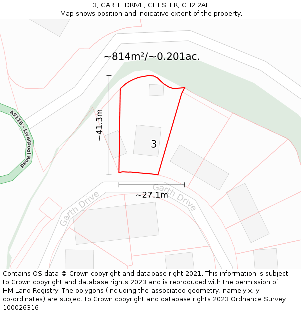 3, GARTH DRIVE, CHESTER, CH2 2AF: Plot and title map