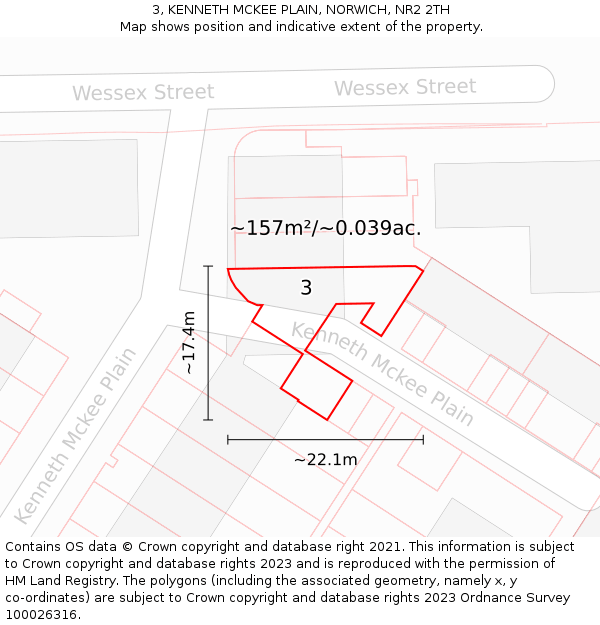 3, KENNETH MCKEE PLAIN, NORWICH, NR2 2TH: Plot and title map