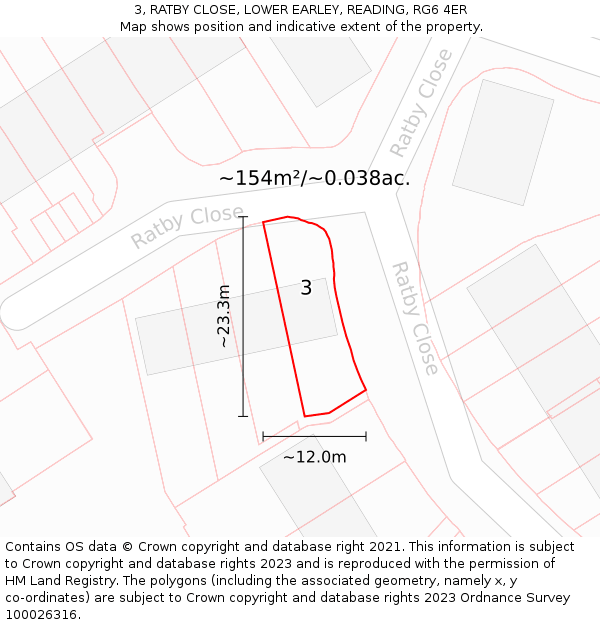 3, RATBY CLOSE, LOWER EARLEY, READING, RG6 4ER: Plot and title map