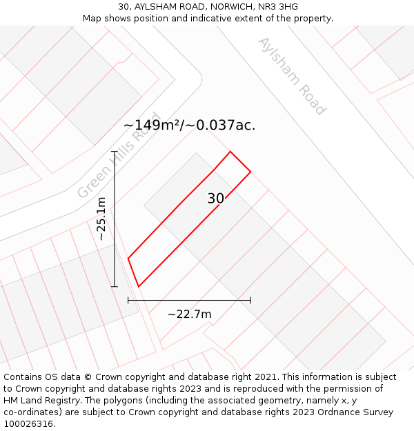 30, AYLSHAM ROAD, NORWICH, NR3 3HG: Plot and title map