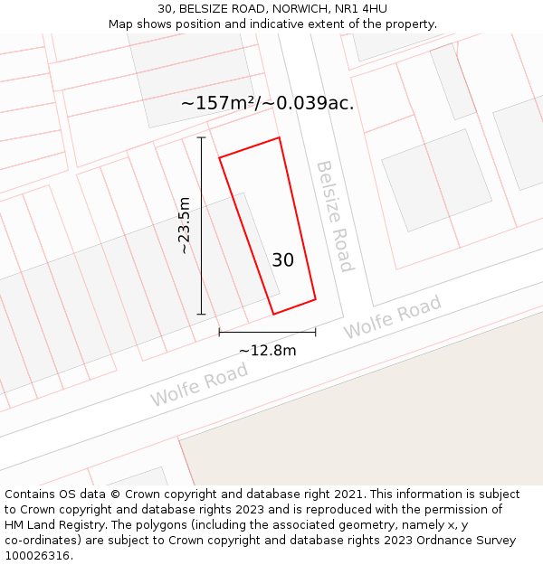 30, BELSIZE ROAD, NORWICH, NR1 4HU: Plot and title map