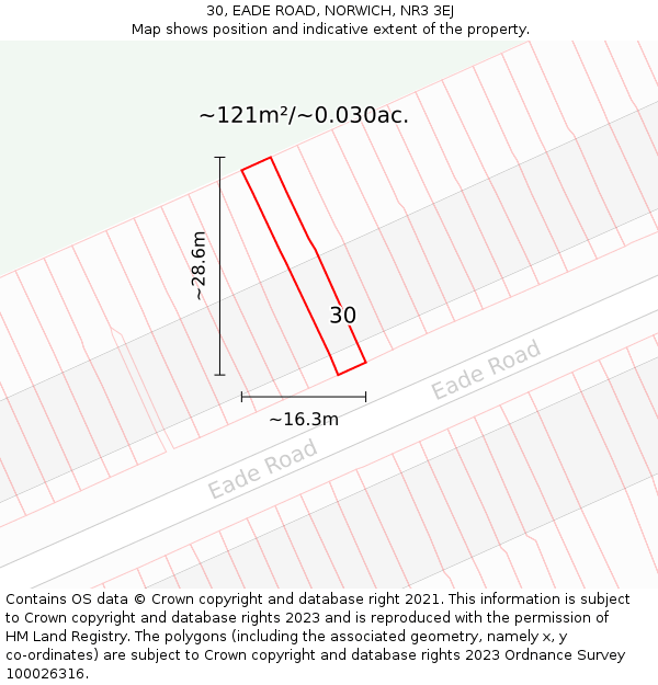 30, EADE ROAD, NORWICH, NR3 3EJ: Plot and title map